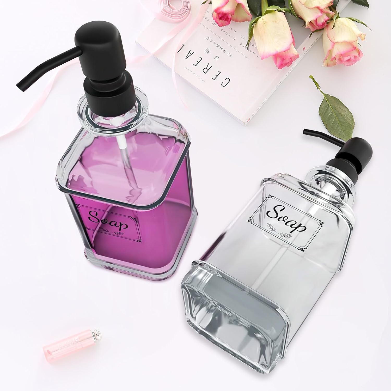 DISPENSER DE VIDRIO NEGRO PERSONALIZABLE