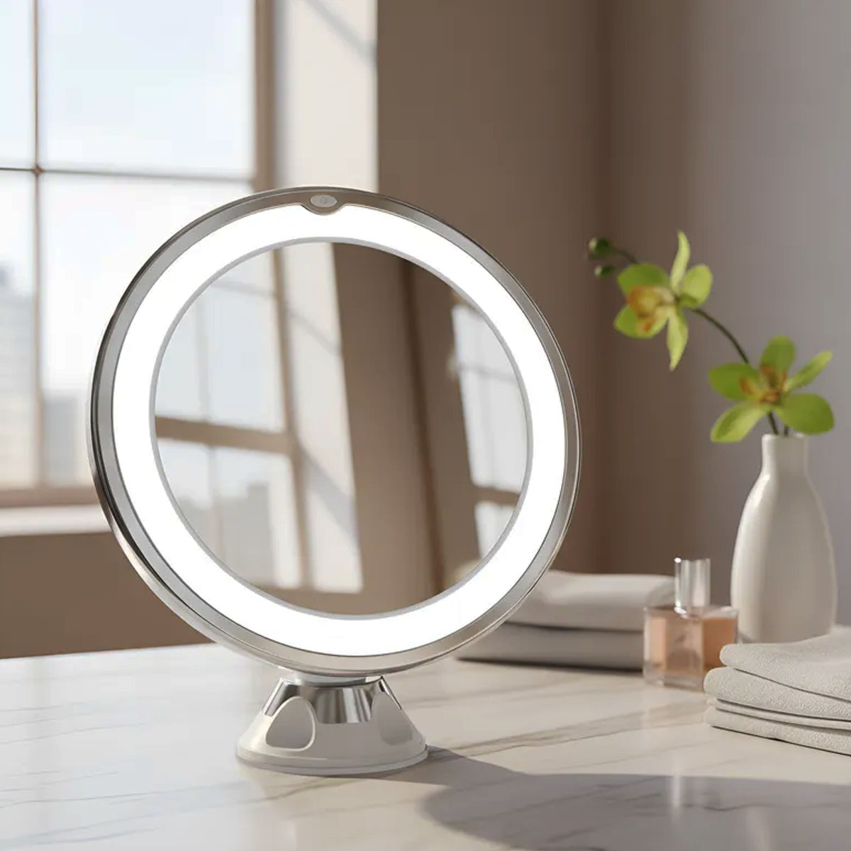 ESPEJO CON SOPAPA O DE MESA CON LUZ LED