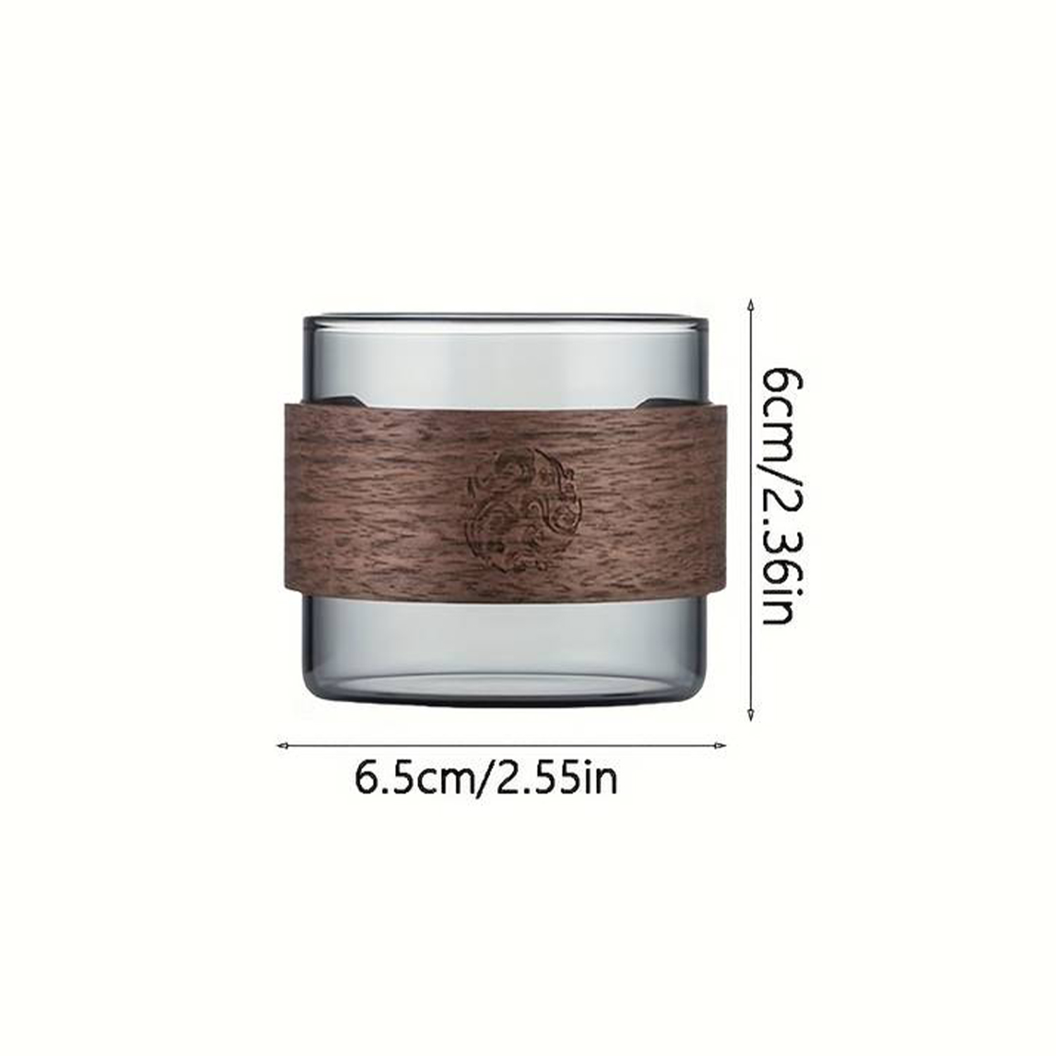 SET x 6 unidades POCILLO CAFE VIDRIO FUME Y MADERA 120ML - Imagen 4