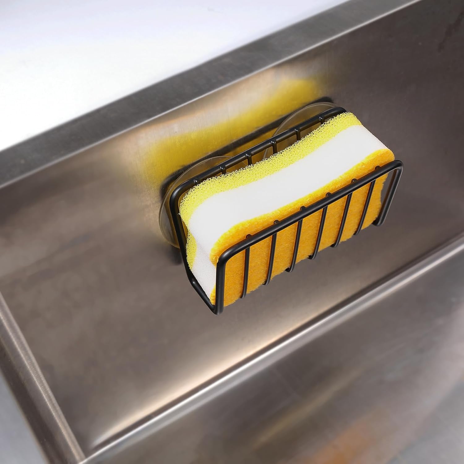 SOPORTE PARA ESPONJA CON VENTOSAS NEGRO - Imagen 2