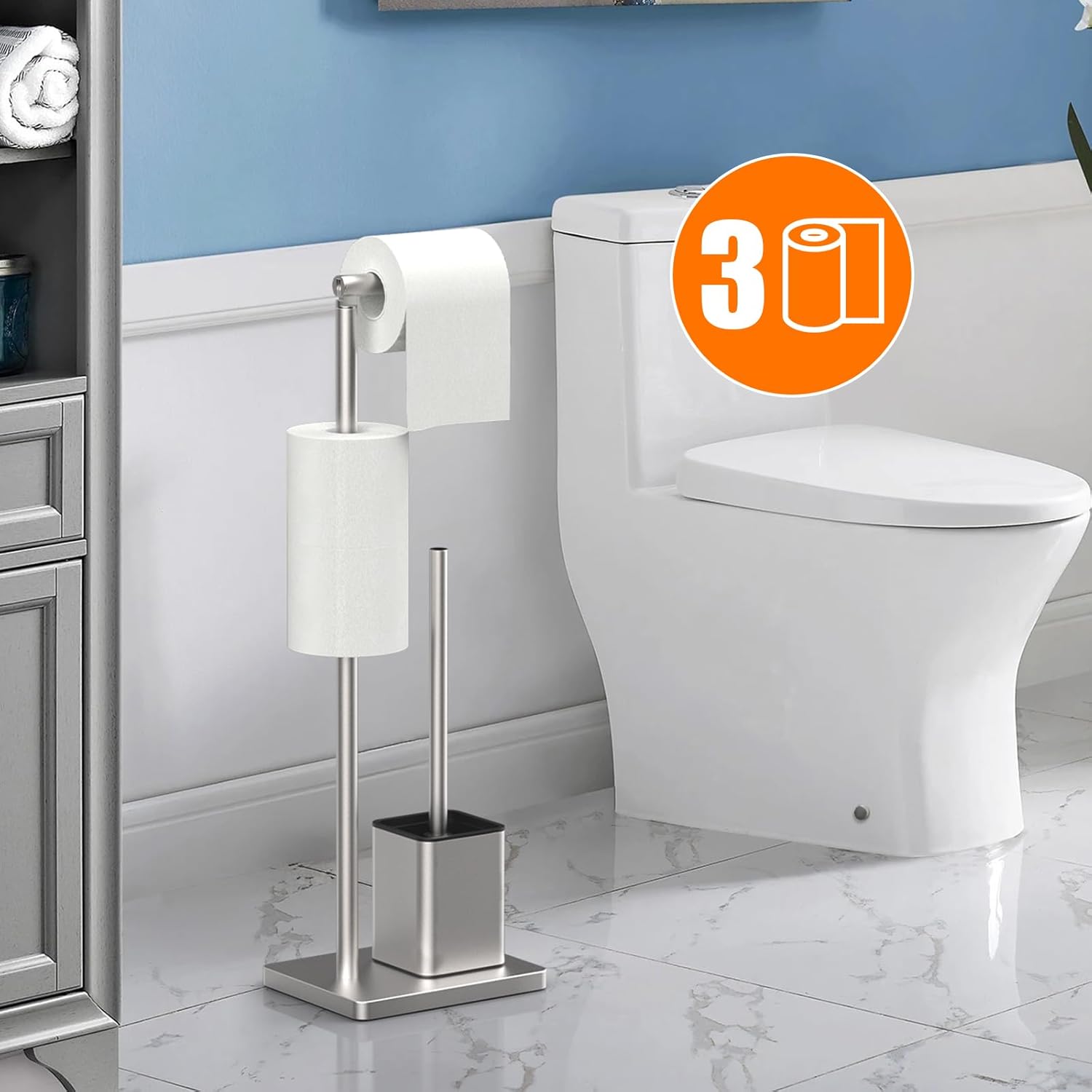 PORTA ROLLO ACERO INOX CON ESCOBILLA - Imagen 2