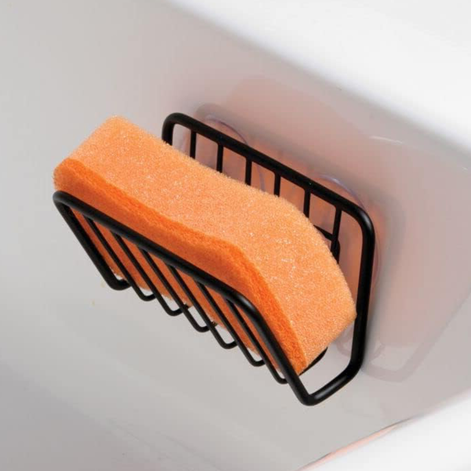 SOPORTE PARA ESPONJA CON VENTOSAS NEGRO