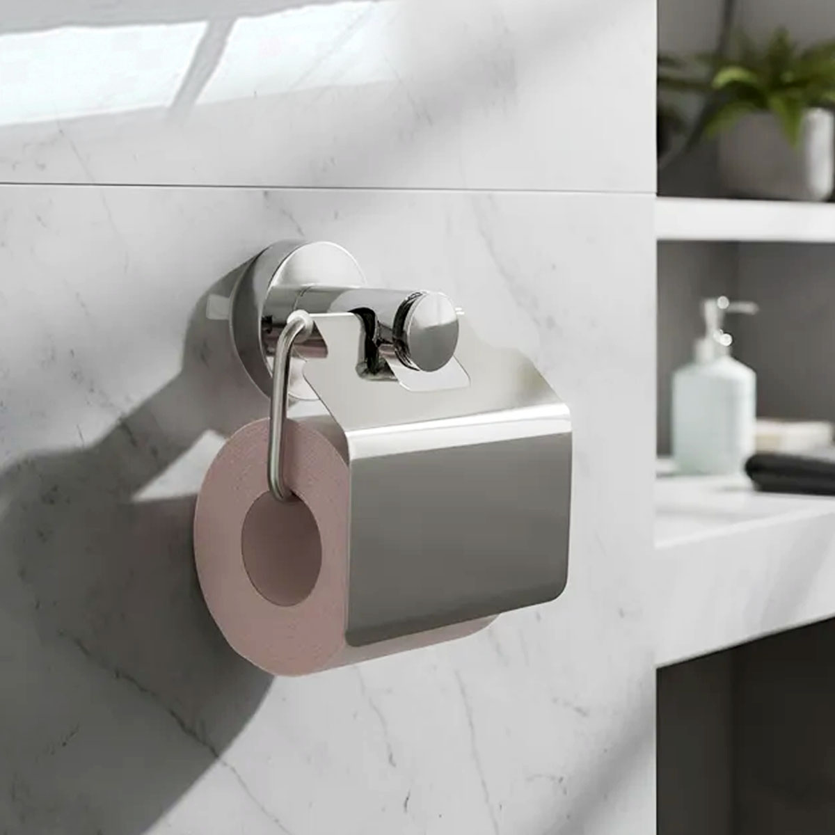 PORTA ROLLOS ACERO INOX CON TAPA Y SOPAPA