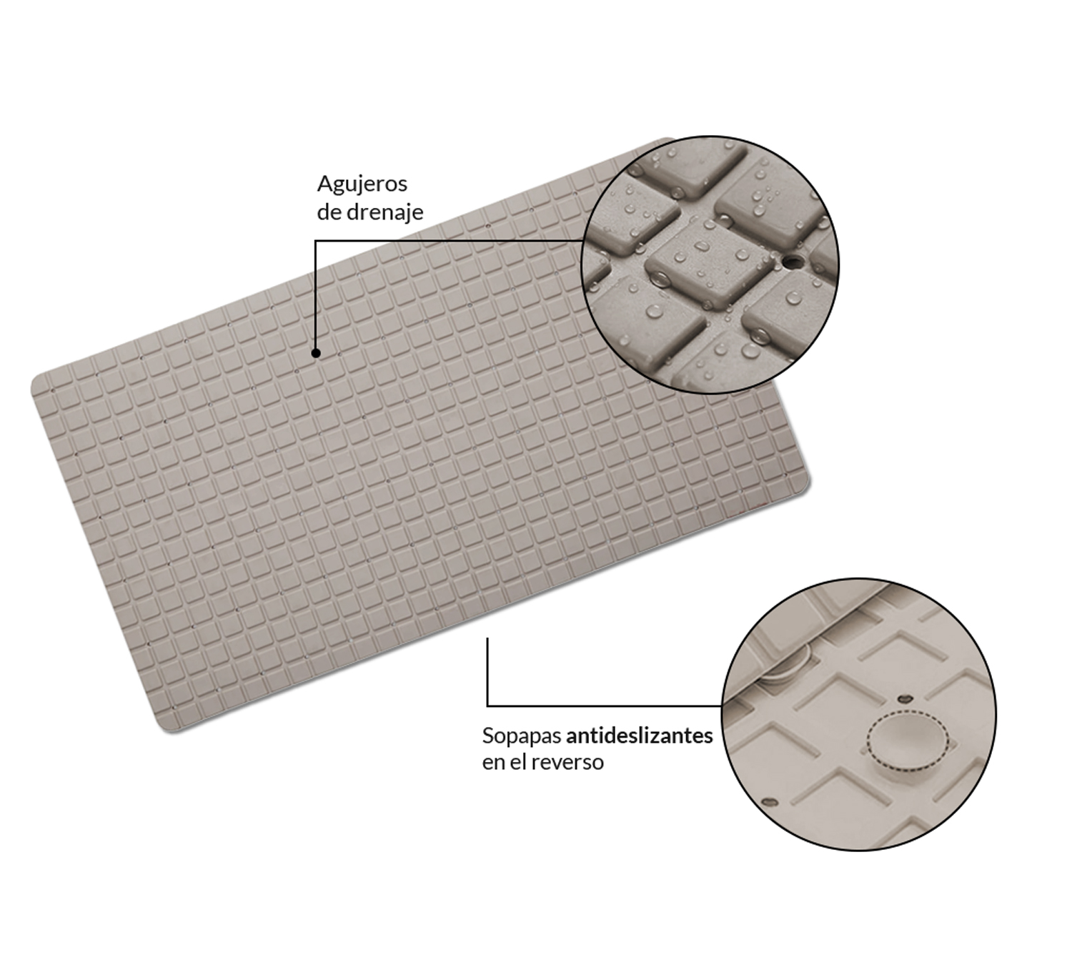 ALFOMBRA ANTIDESLIZANTE PVC BEIGE BAÑERA - Imagen 2