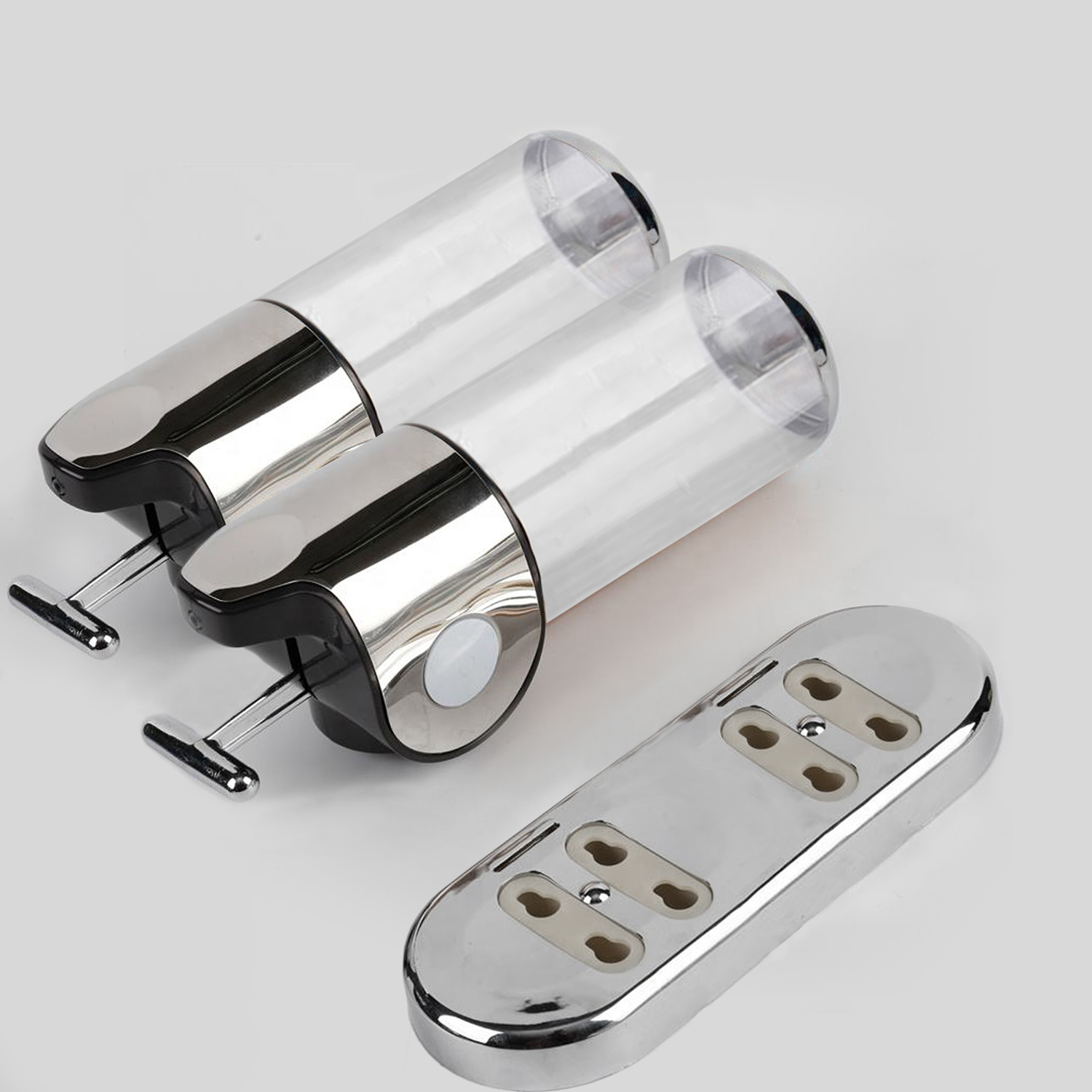 DISPENSER PARED TRANSPARENTE DOBLE 1000ML - Imagen 2