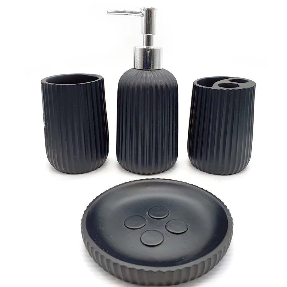 SET DE BAÑO RESINA 4 PIEZAS TOTAL BLACK - Imagen 3