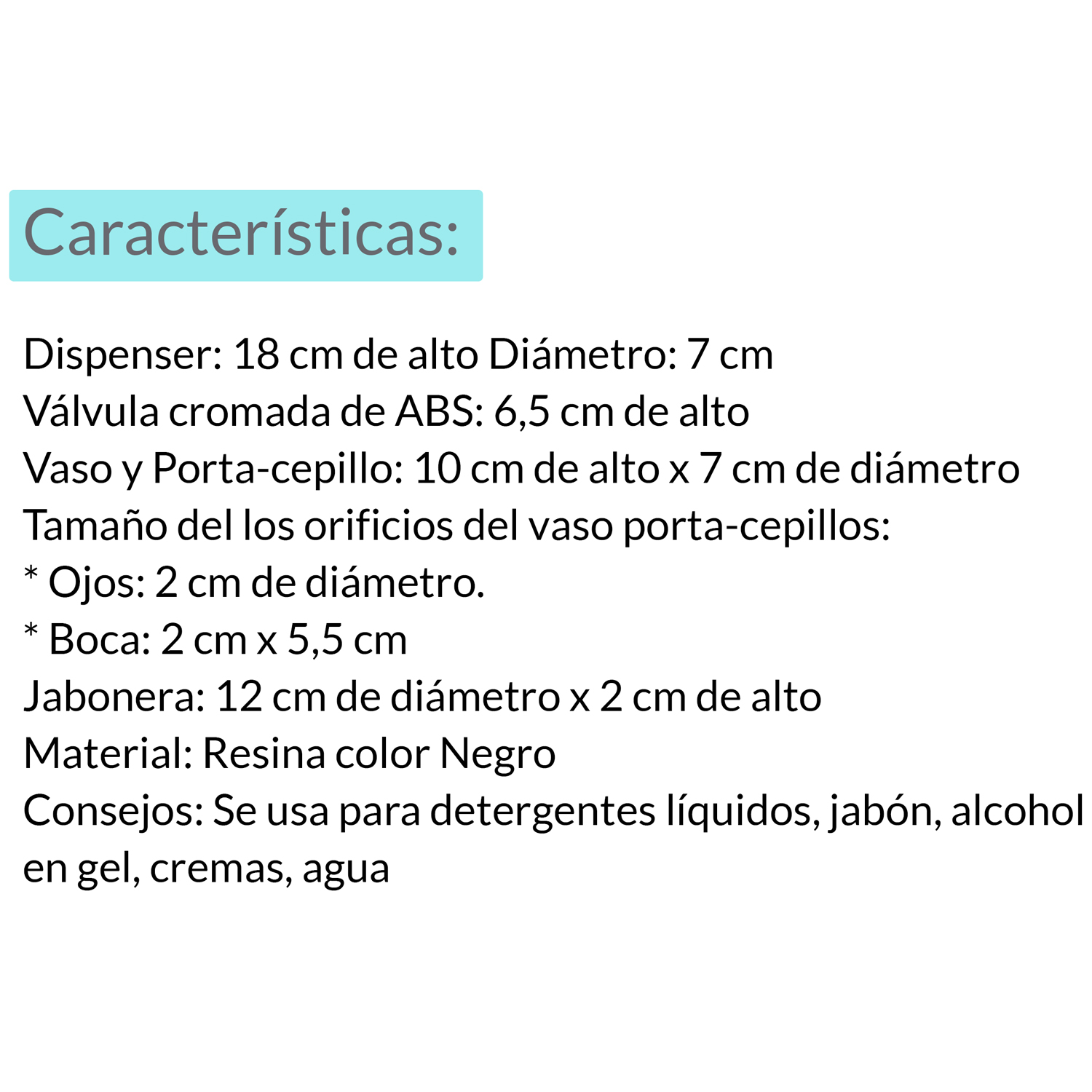 SET DE BAÑO RESINA 4 PIEZAS TOTAL BLACK - Imagen 4