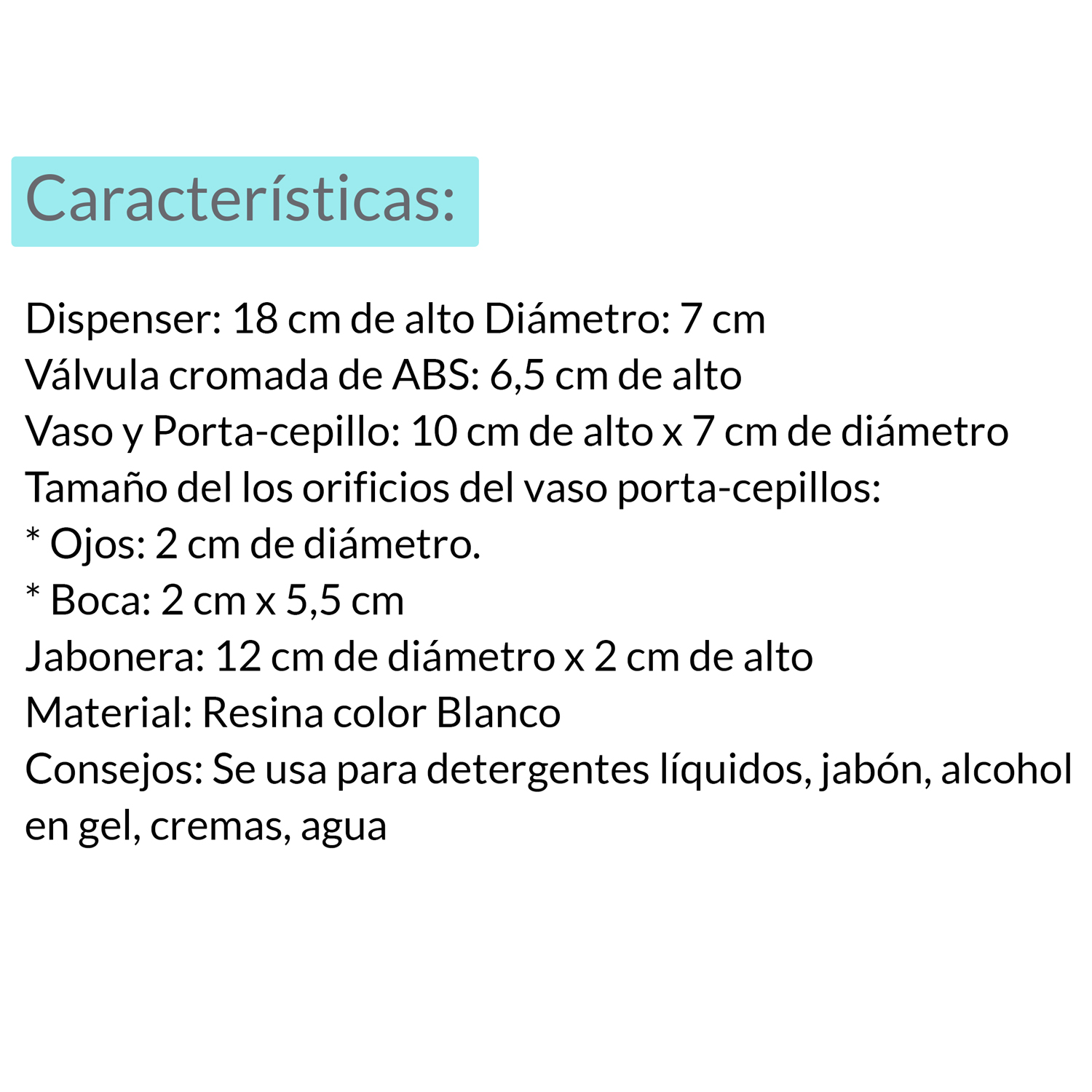 SET DE BAÑO RESINA 4 PIEZAS TOTAL WHITE - Imagen 4