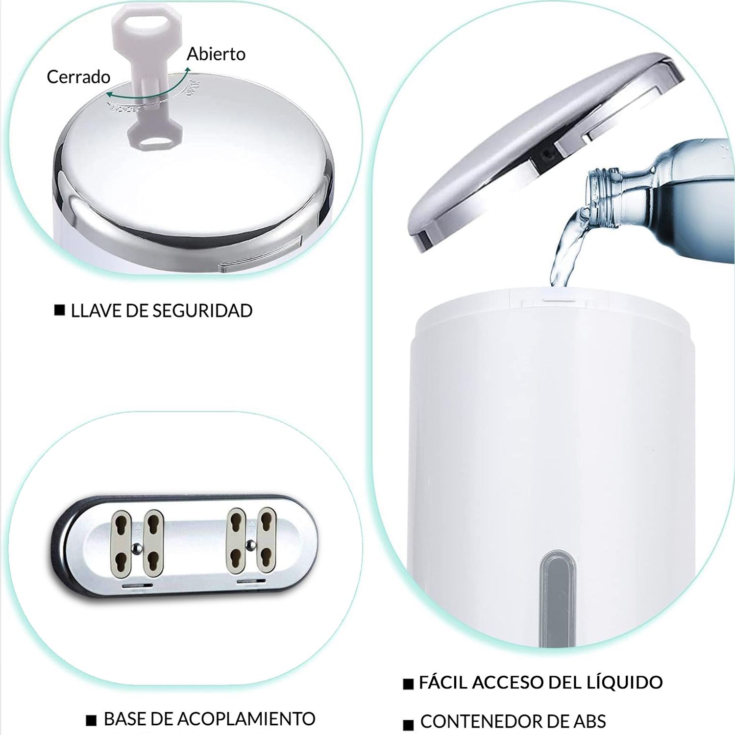 DISPENSER PARED TRANSPARENTE DOBLE 1000ML - Imagen 3