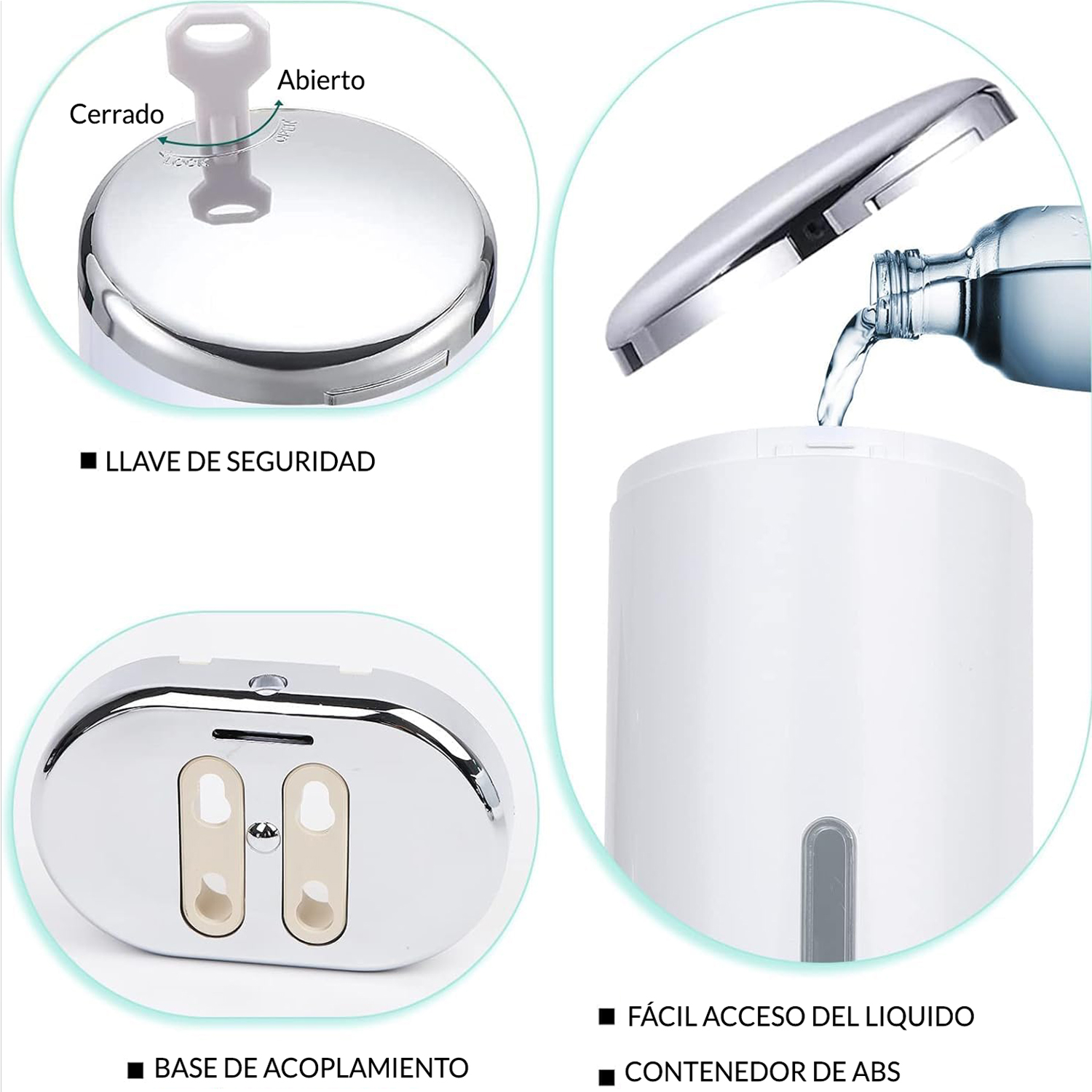 DISPENSER DE PARED CROMADO 500ML - Imagen 3