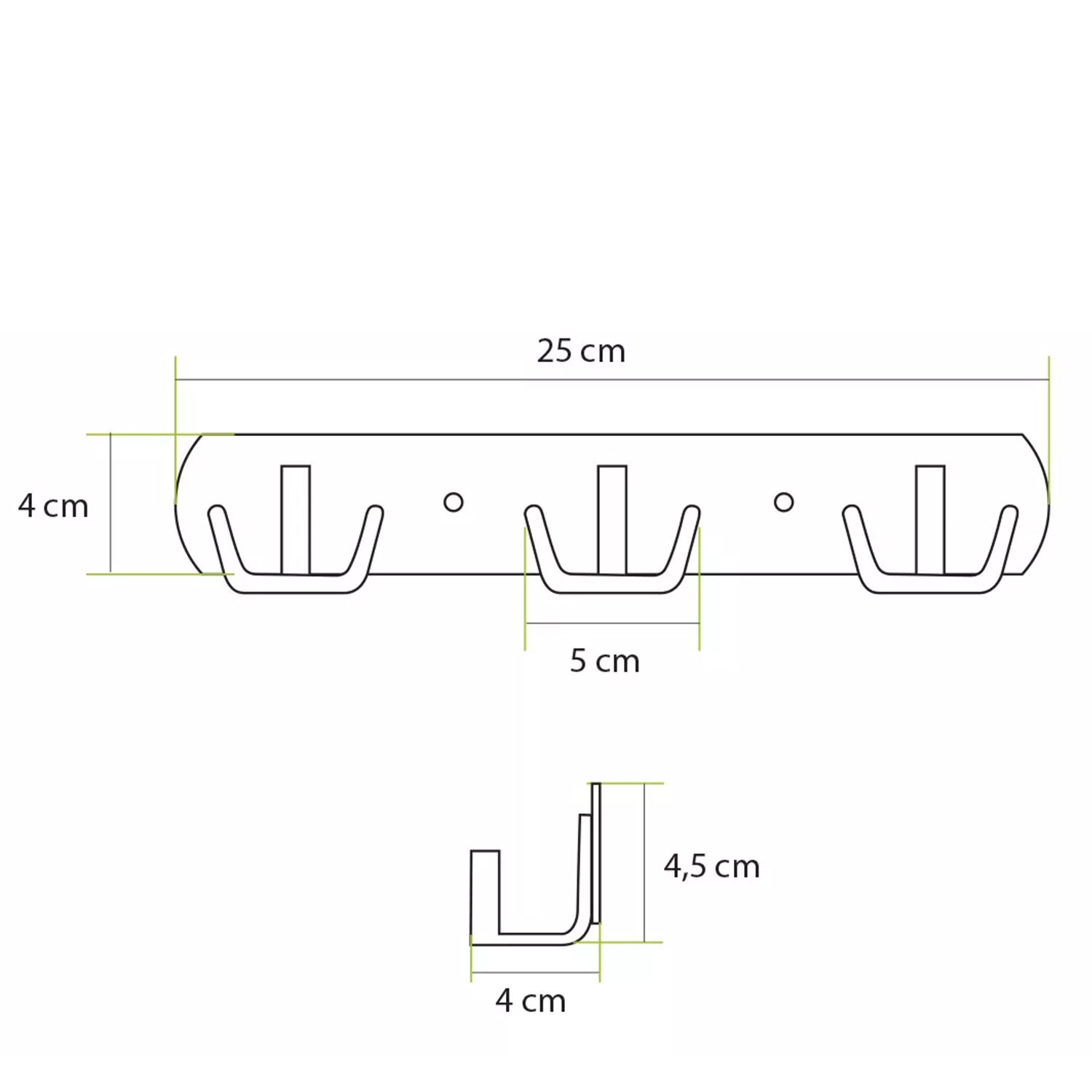 PERCHERO TRIPLE EN U DE ACERO INOXIDABLE - Imagen 4