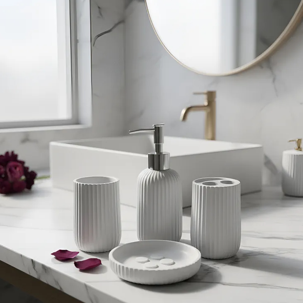 SET DE BAÑO RESINA 4 PIEZAS TOTAL WHITE