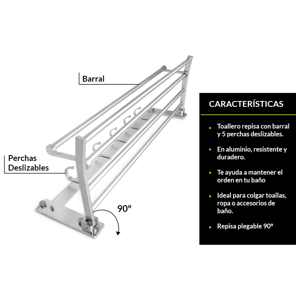 TOALLERO DE ALUMINIO REBATIBLE Nº1 - Imagen 3