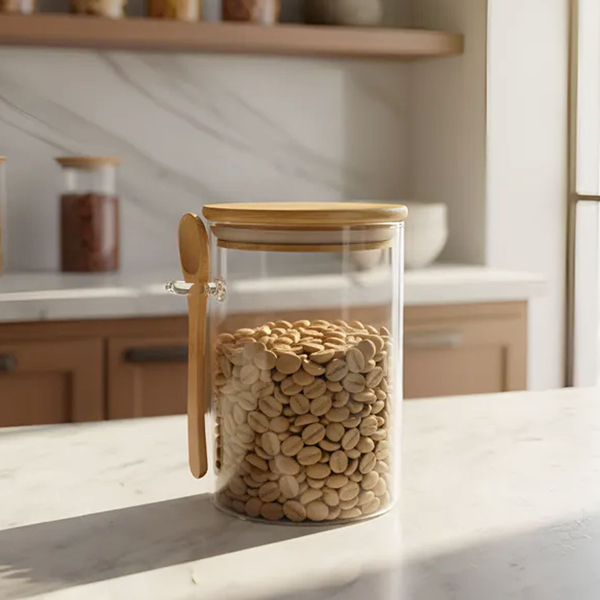 FRASCO DE VIDRIO CON CUCHARA 1100ML