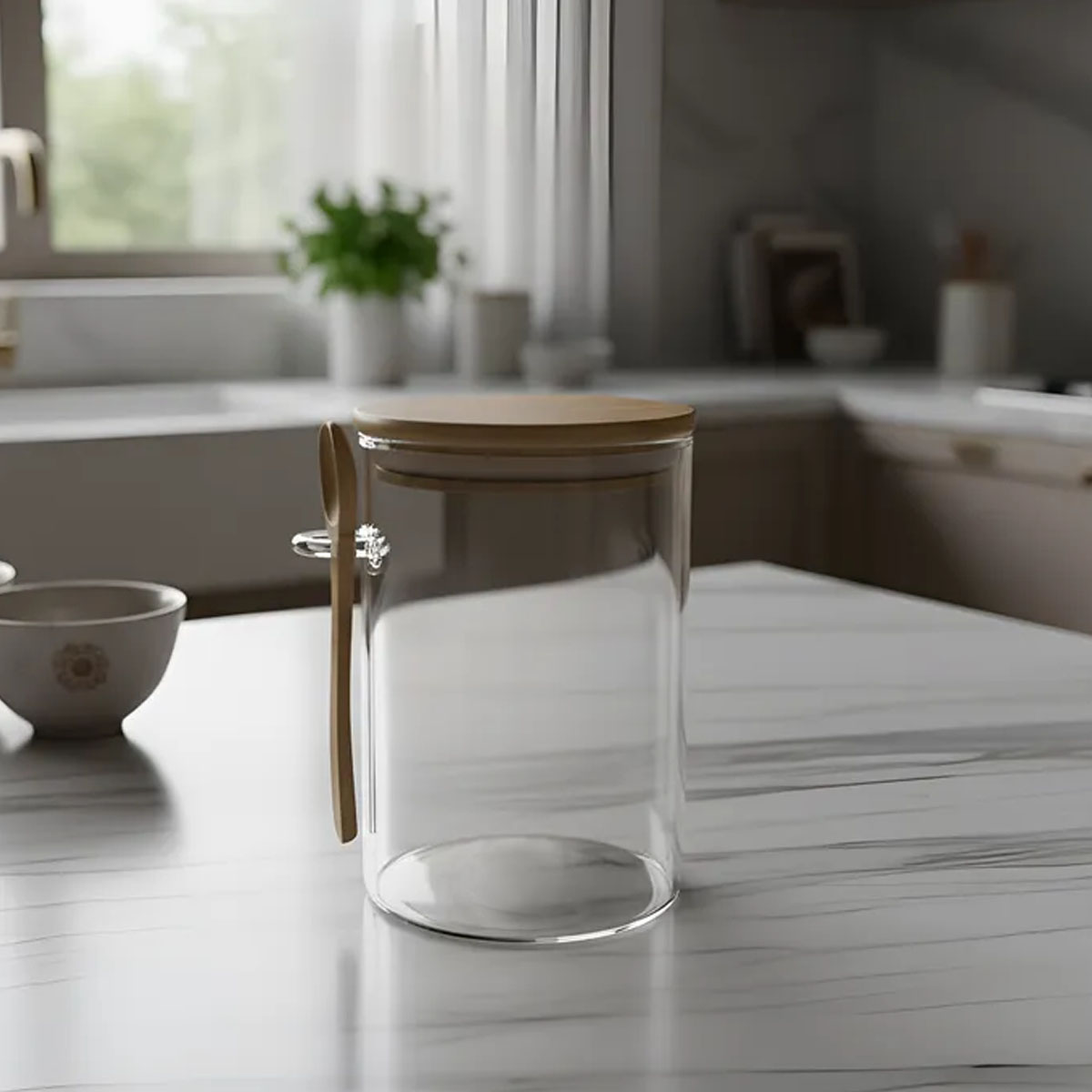 FRASCO DE VIDRIO CON CUCHARA 1100ML - Imagen 2