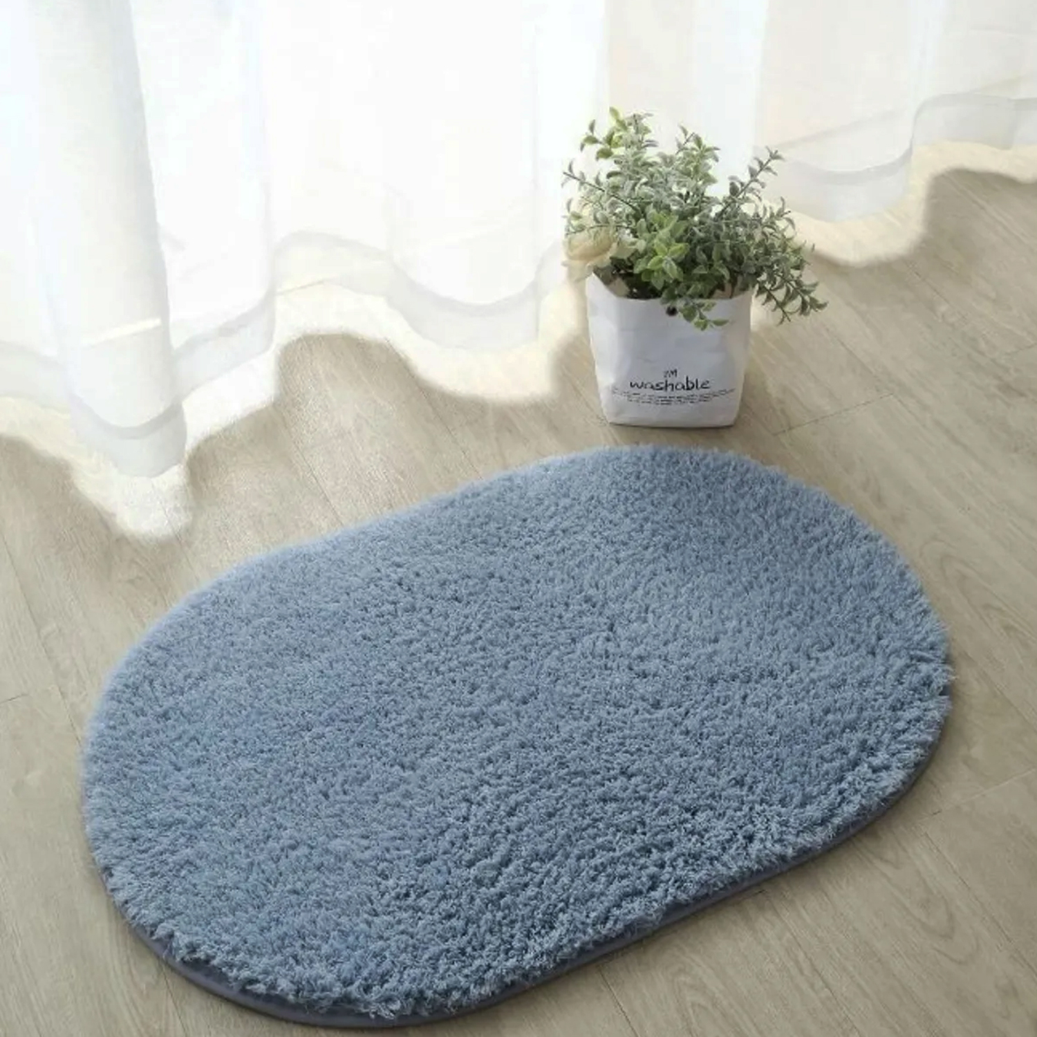 ALFOMBRA SHAGGY OVAL GRIS OSCURO 40X60CM - Imagen 2