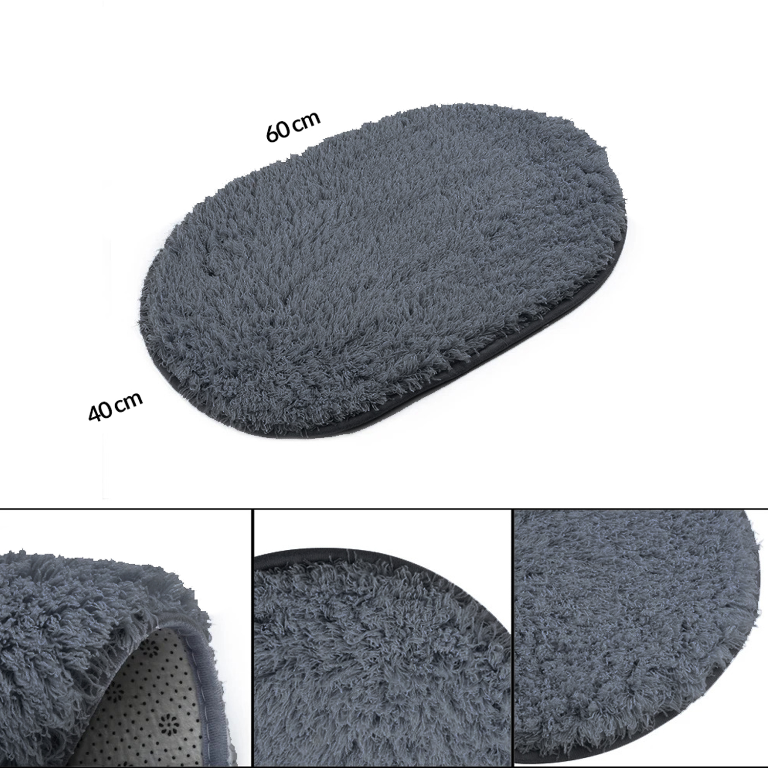 ALFOMBRA SHAGGY OVAL GRIS OSCURO 40X60CM - Imagen 4