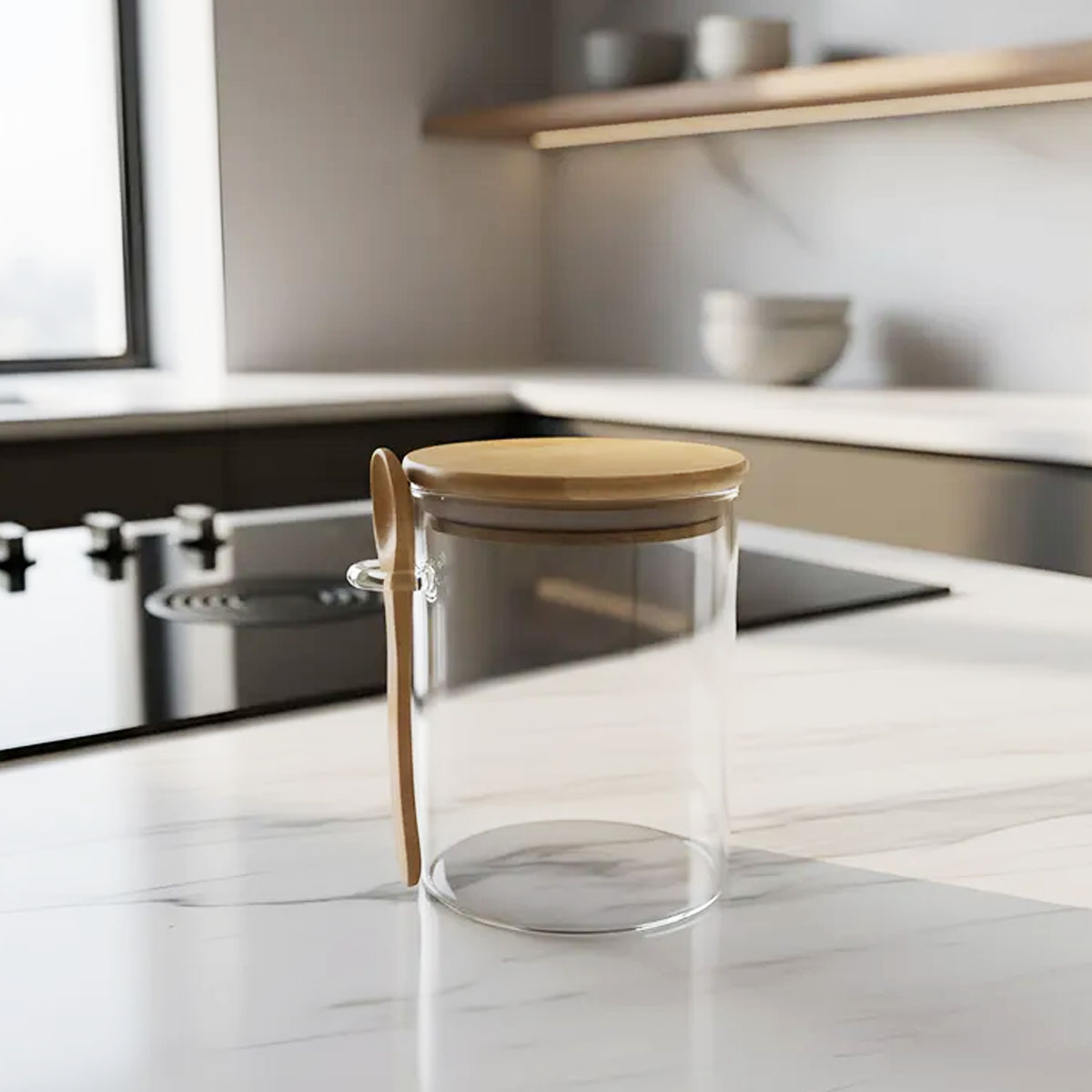 FRASCO DE VIDRIO CON CUCHARA 800ML - Imagen 2