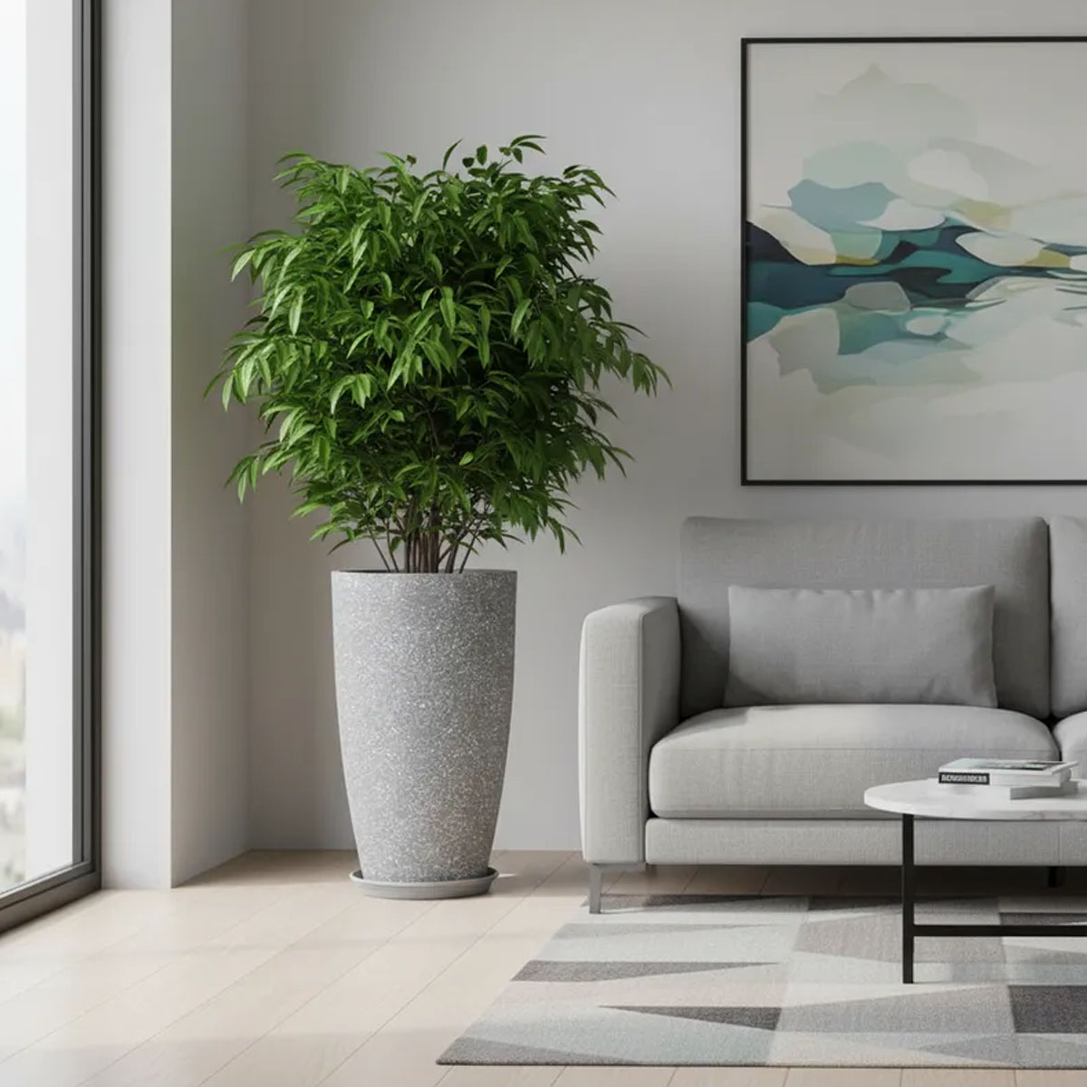 MACETA DE FIBRA SIMIL GRANITO CONICA 54CM ALTO X 30CM DIAMETRO - Imagen 2