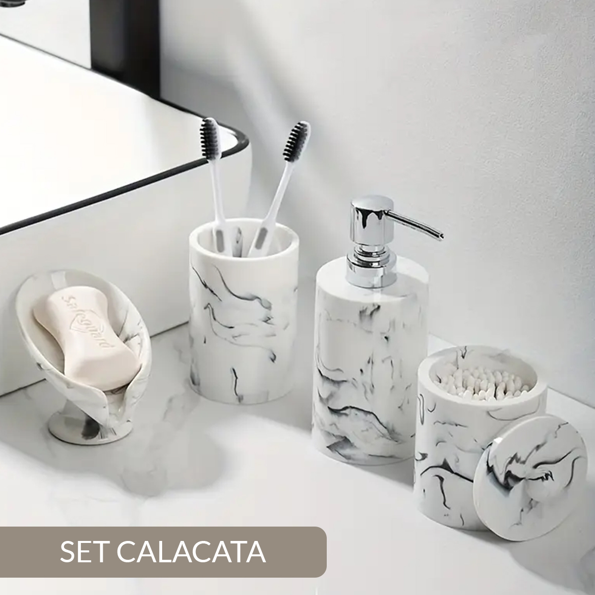 DISPENSER RESINA MÁRMOL BLANCO CALACATA - Imagen 3