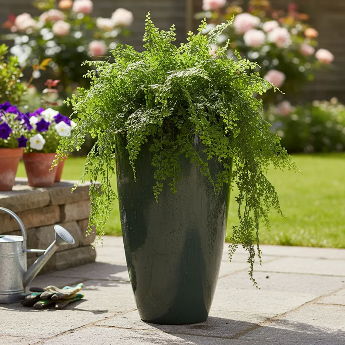 MACETA DE FIBRA VERDE MUSGO CONICA 54CM DE ALTO X 30CM DE DIAMETRO - Imagen 3