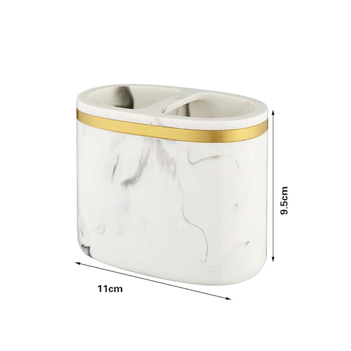 PORTA CEPILLO DE RESINA MÁRMOL DORADO - Imagen 4