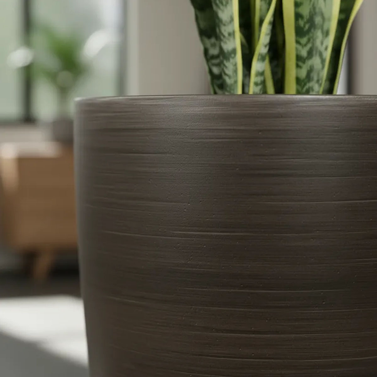 MACETA DE FIBRA CHOCOLATE CONICA 54CM ALTO X 30CM DIAMETRO - Imagen 4