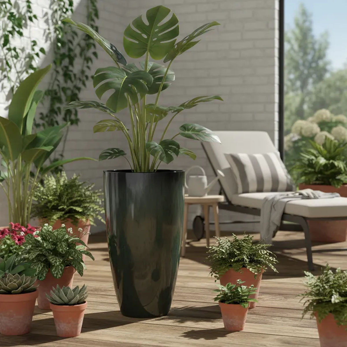 MACETA DE FIBRA VERDE MUSGO CONICA 54CM DE ALTO X 30CM DE DIAMETRO - Imagen 4