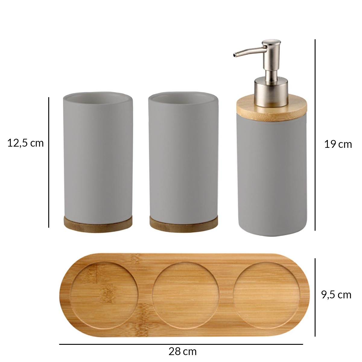 SET DE BAÑO CERÁMICA Y BAMBÚ - Imagen 4