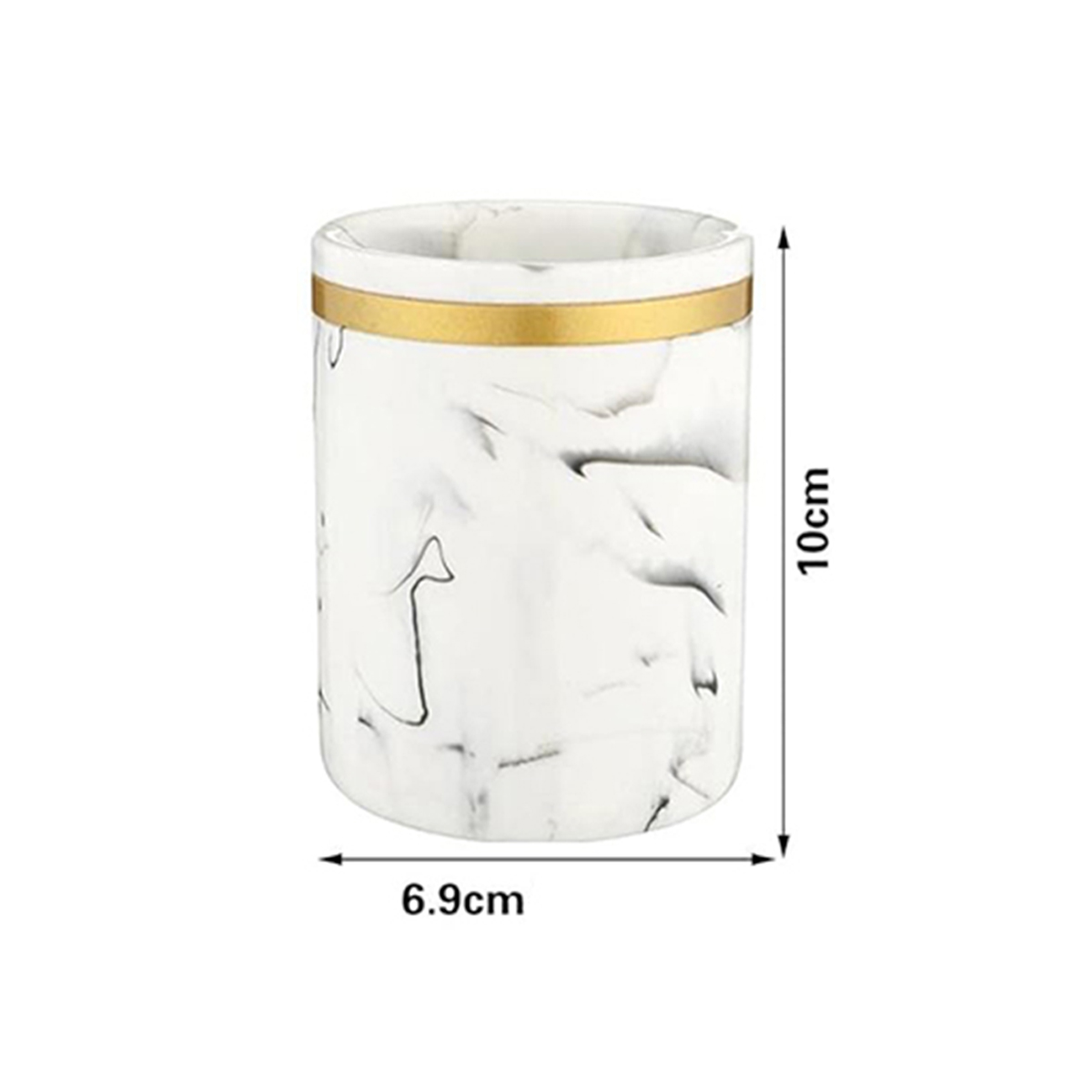 VASO PORTA CEPILLO RESINA MÁRMOL DORADO - Imagen 4