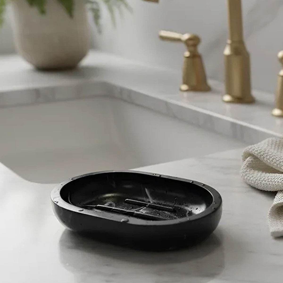 JABONERA RESINA MÁRMOL NEGRO BRILLANTE