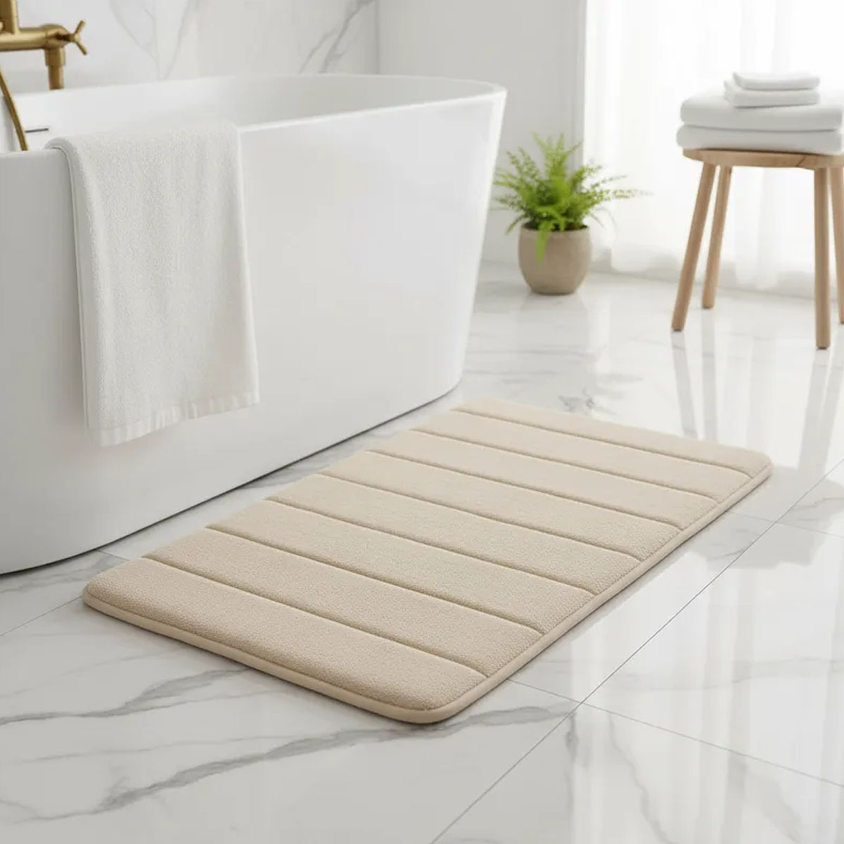 ALFOMBRA ABSORBENTE PARA BAÑO BEIGE