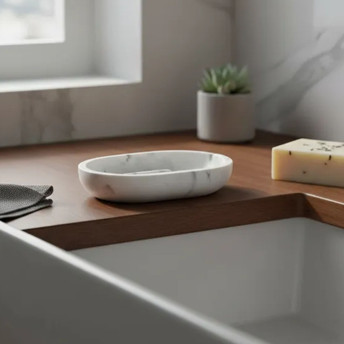 JABONERA RESINA MÁRMOL BLANCO OPACO - Imagen 2