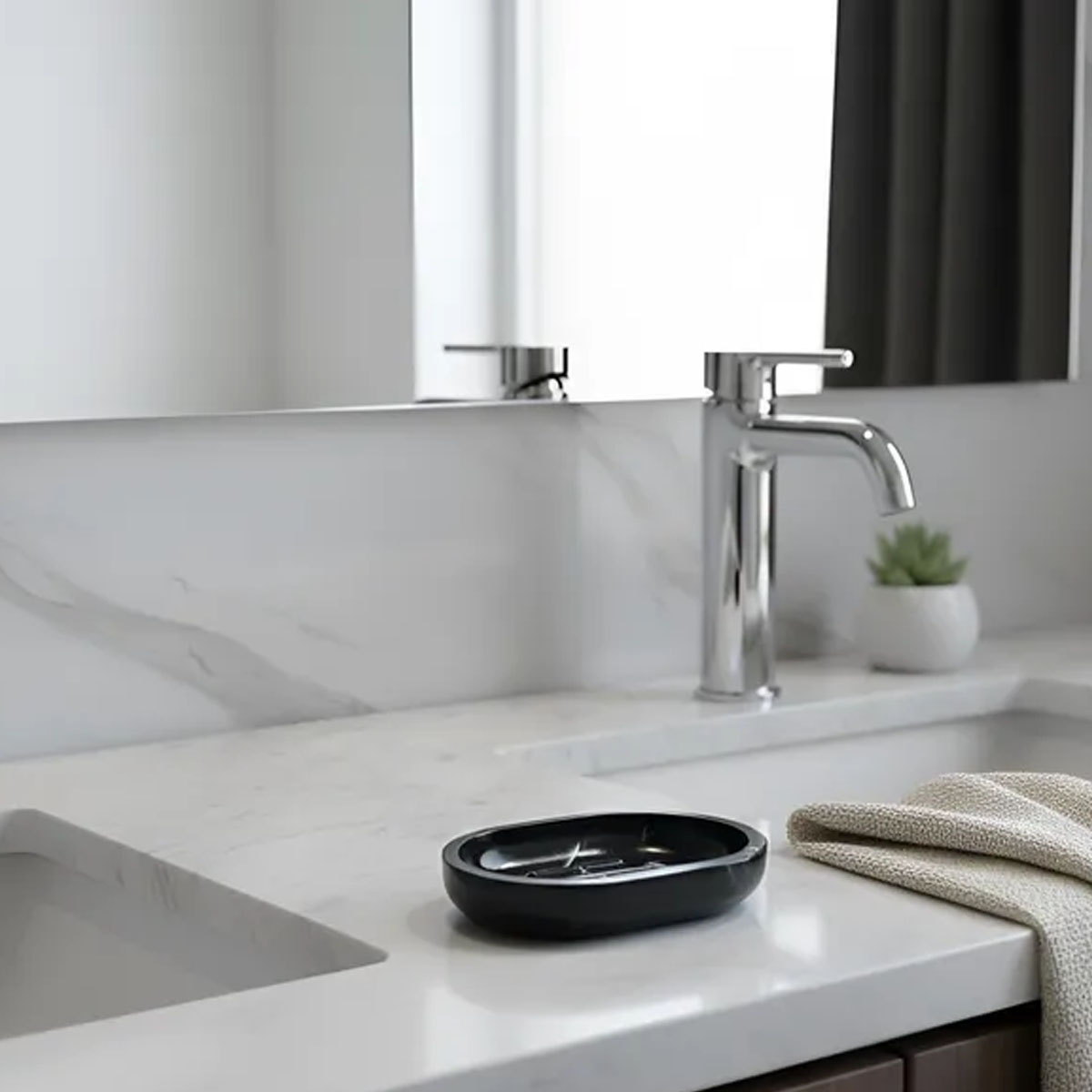 JABONERA RESINA MÁRMOL NEGRO BRILLANTE - Imagen 2