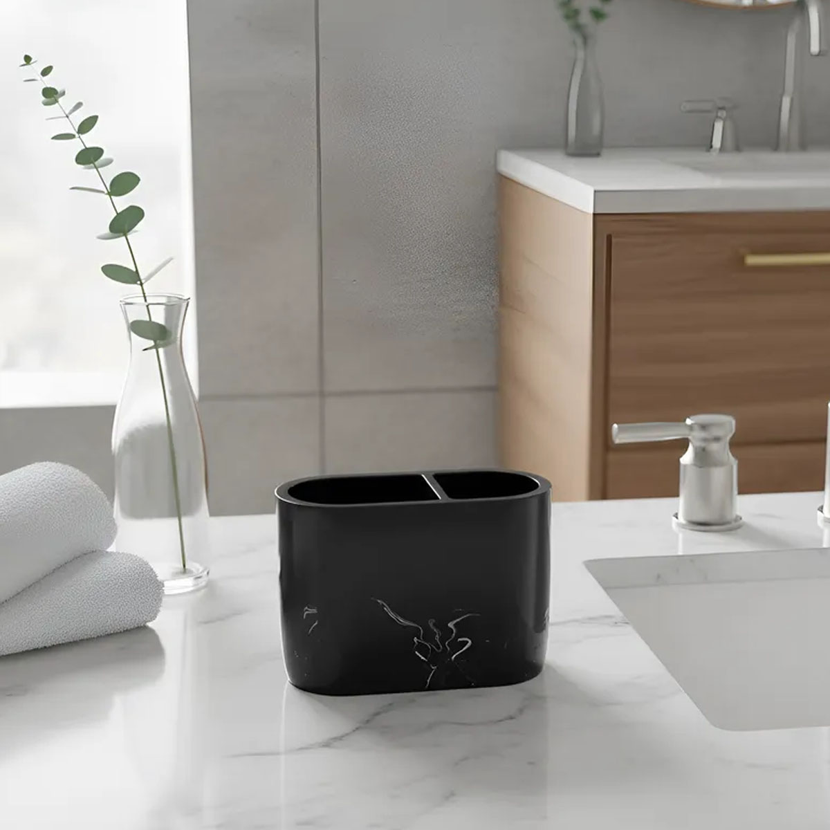 PORTA CEPILLO RESINA MÁRMOL NEGRO BRILLANTE - Imagen 2