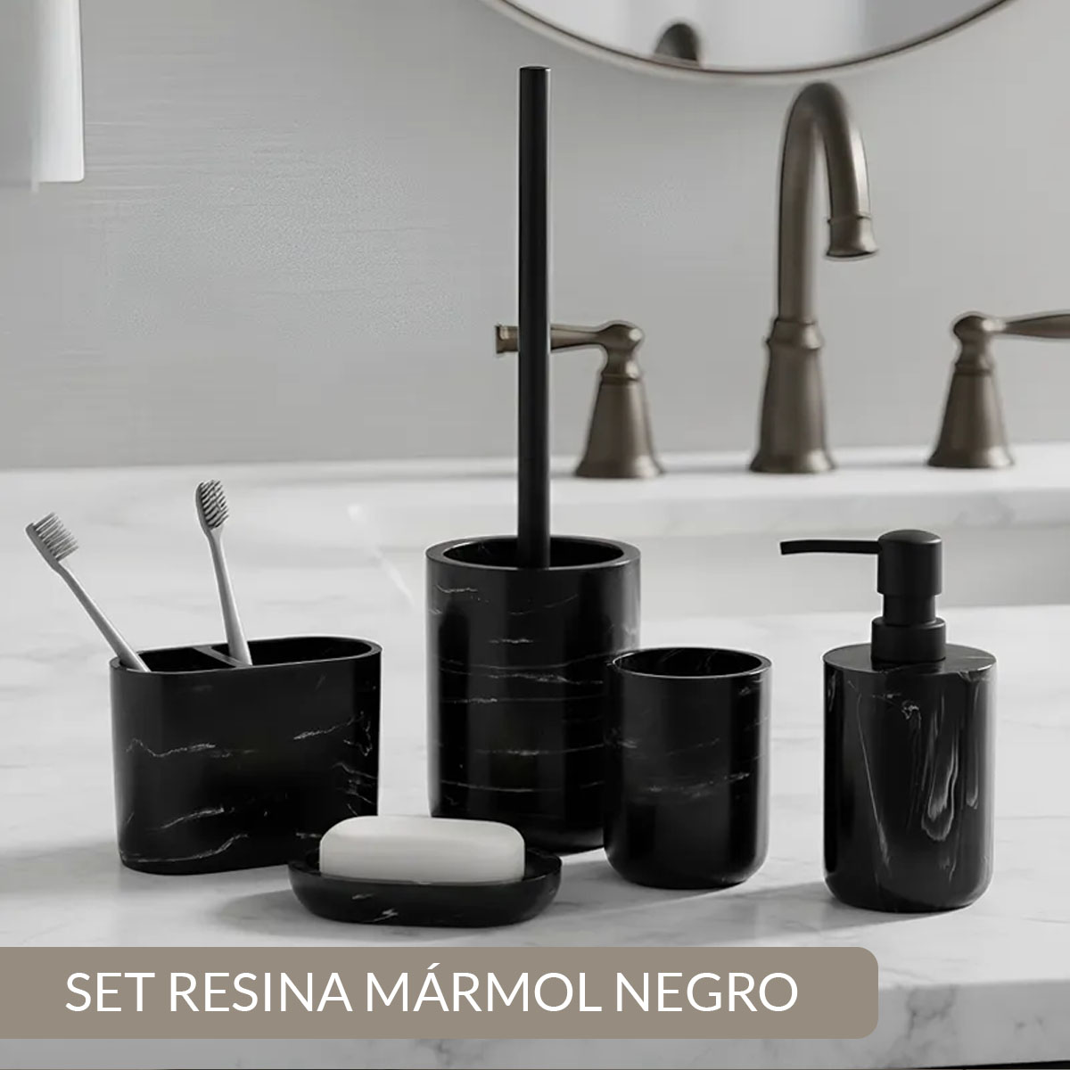 DISPENSER RESINA MÁRMOL NEGRO BRILLANTE - Imagen 3