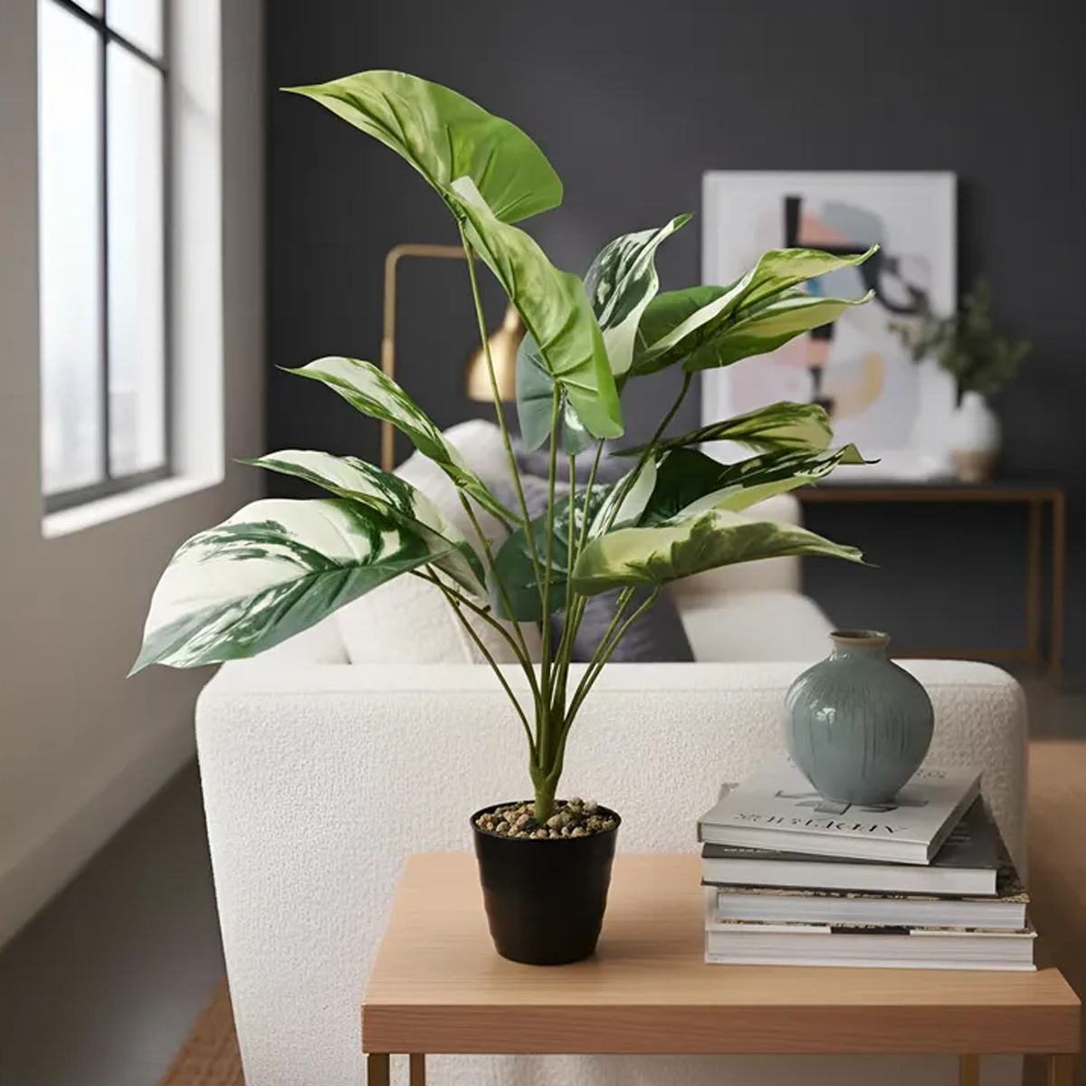 PLANTA ARTIFICIAL ALOCASIA CHICA 50 CM - Imagen 3