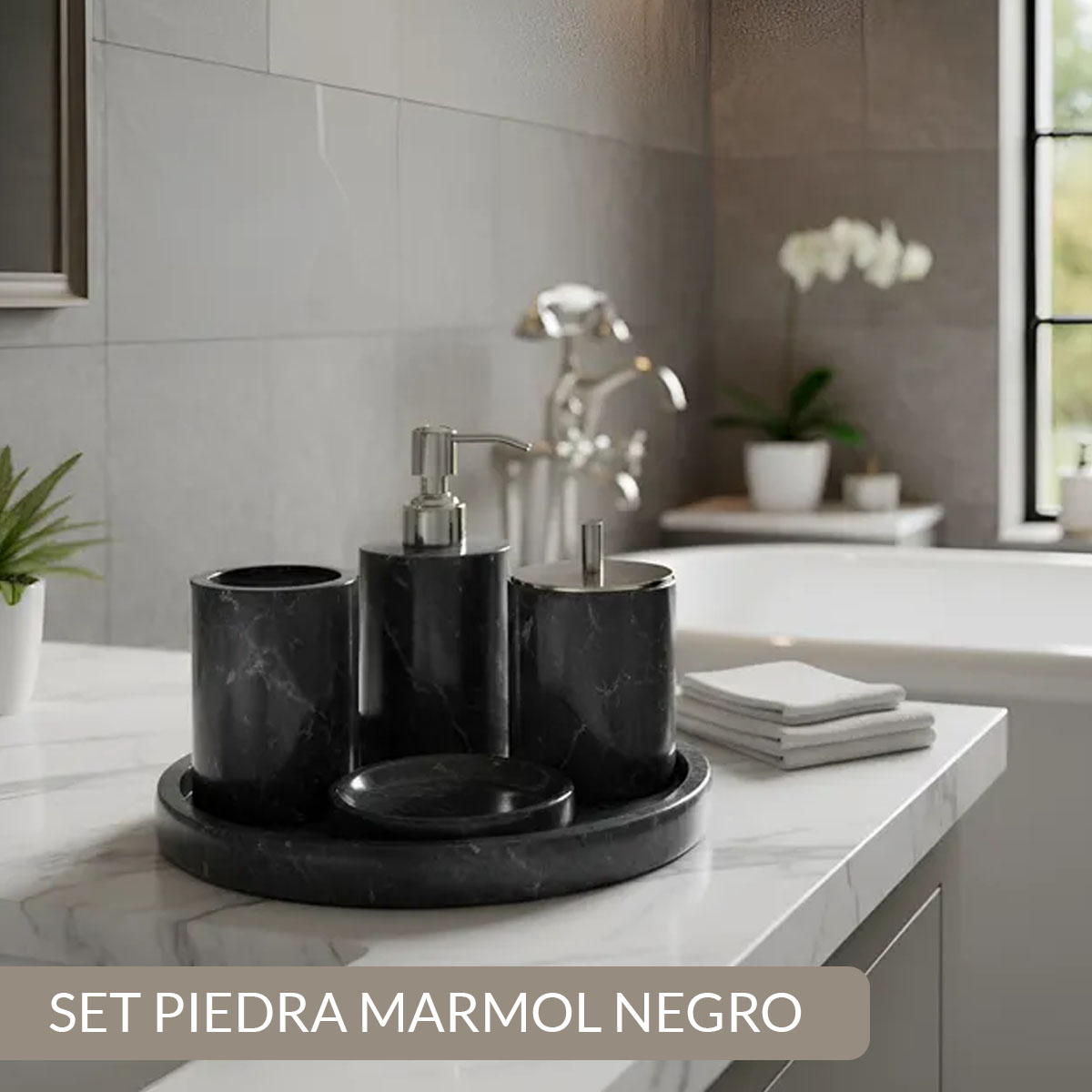 BANDEJA DE MÁRMOL NEGRO NATURAL - Imagen 3