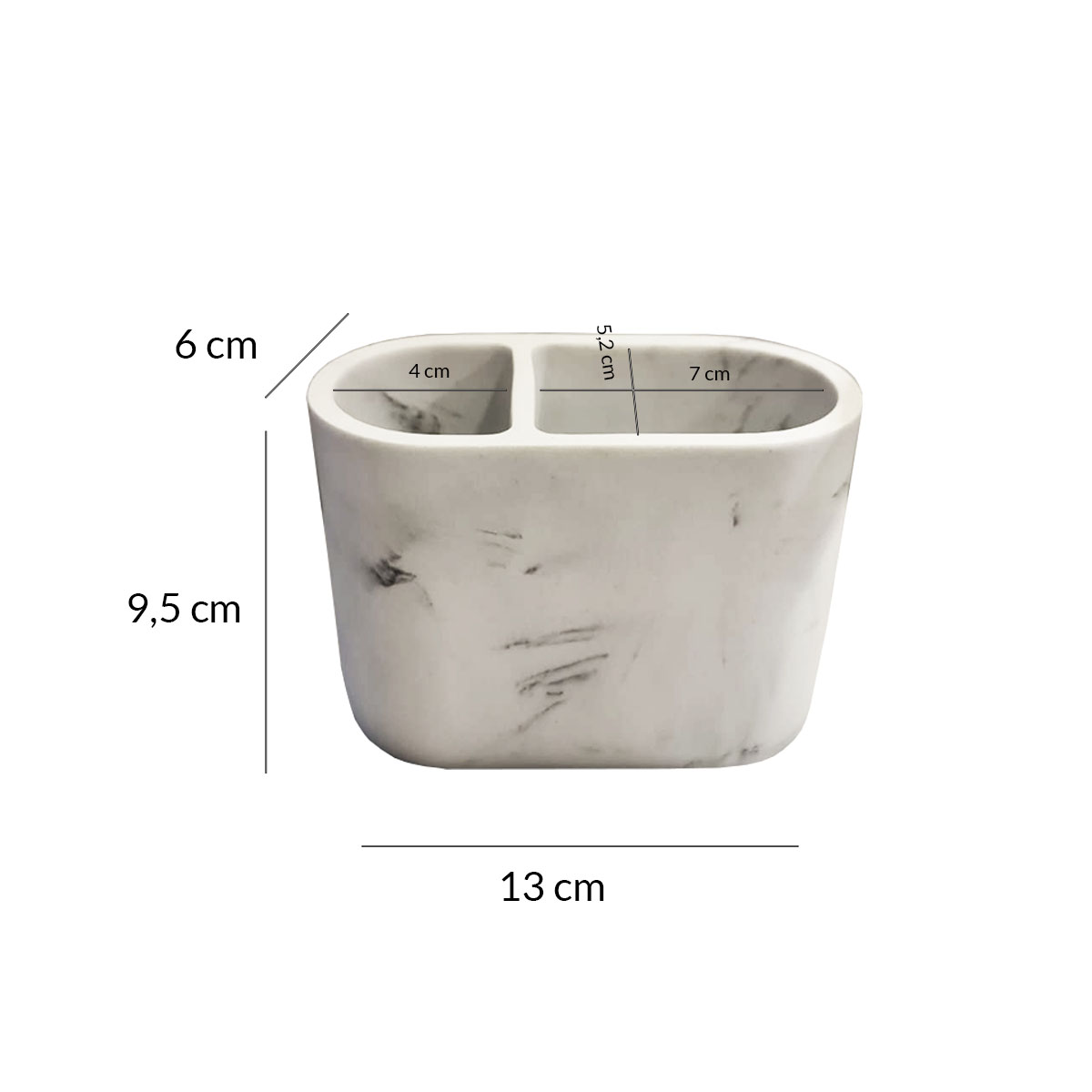 PORTA CEPILLO RESINA MÁRMOL BLANCO OPACO - Imagen 4