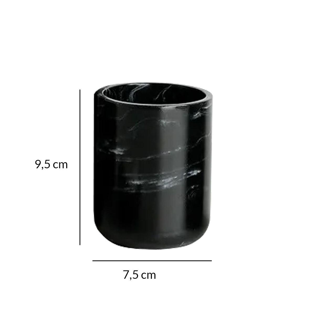 VASO PORTA CEPILLO RESINA MÁRMOL NEGRO BRILLANTE - Imagen 4