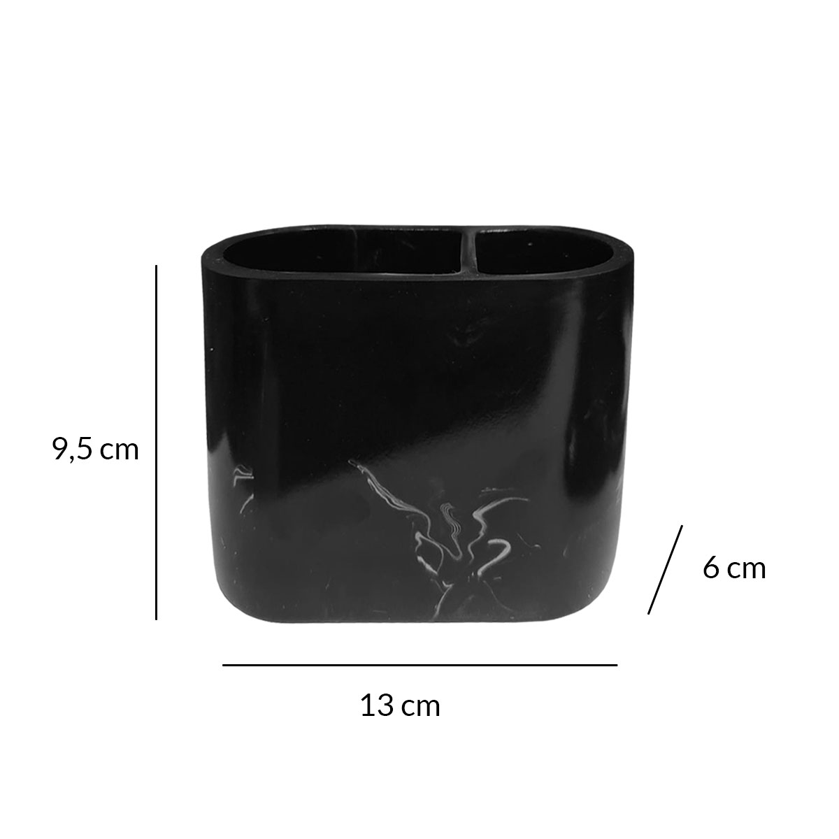 PORTA CEPILLO RESINA MÁRMOL NEGRO BRILLANTE - Imagen 4