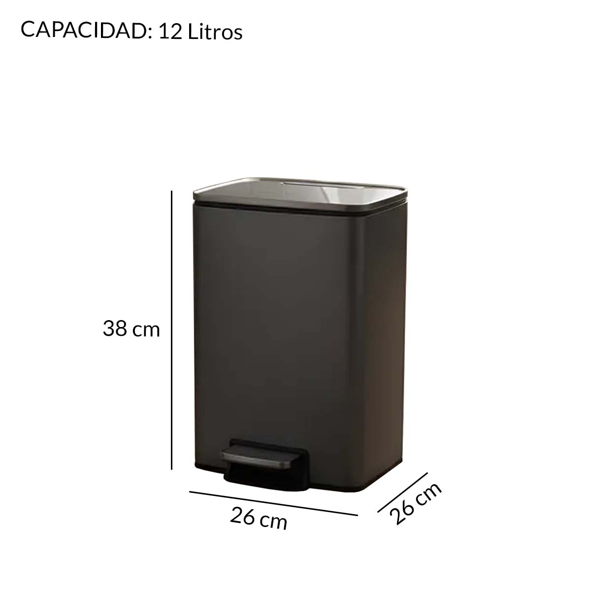 CESTO DE BASURA GRIS OSCURO 12 LITROS - Imagen 4