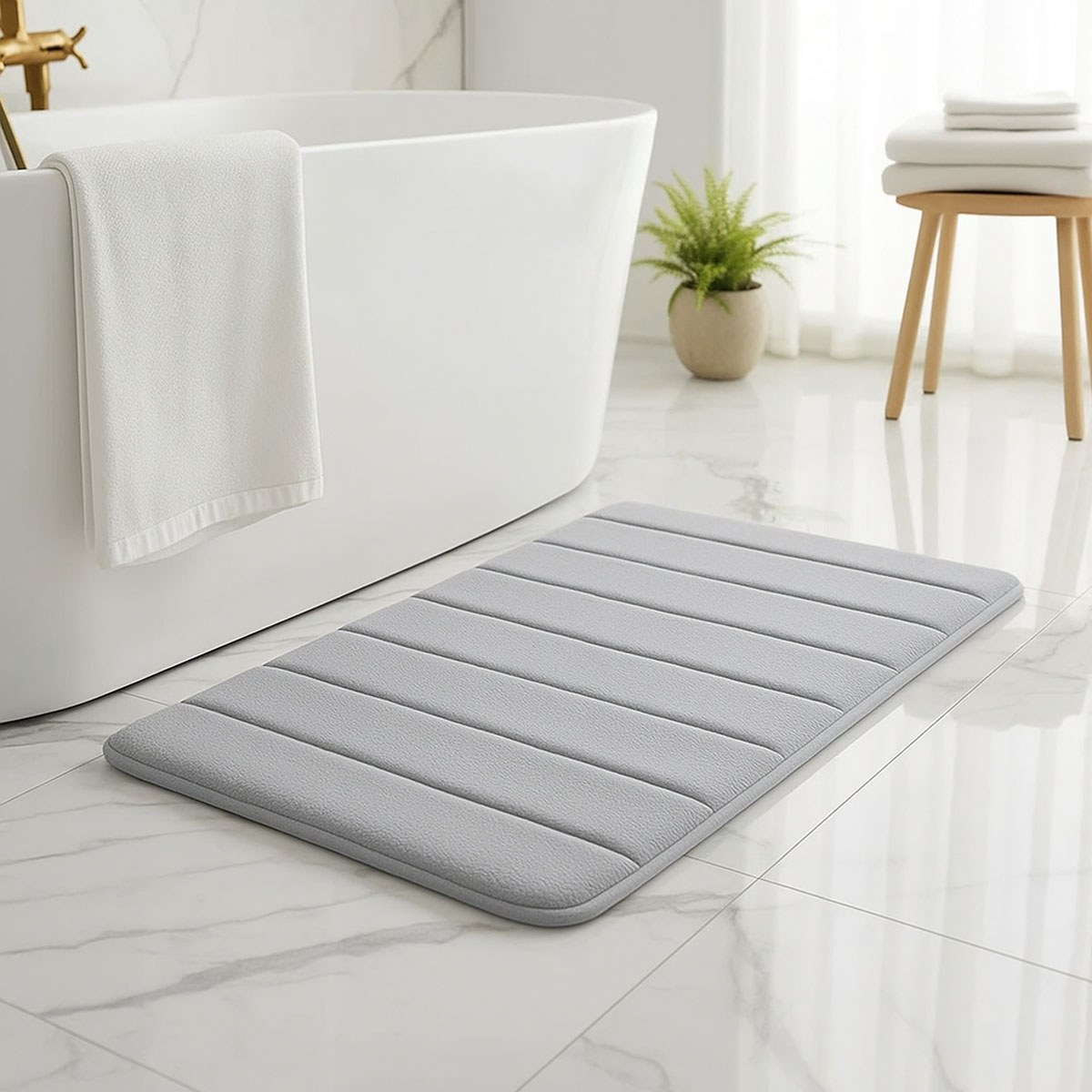 ALFOMBRA ABSORBENTE PARA BAÑO GRIS CLARO