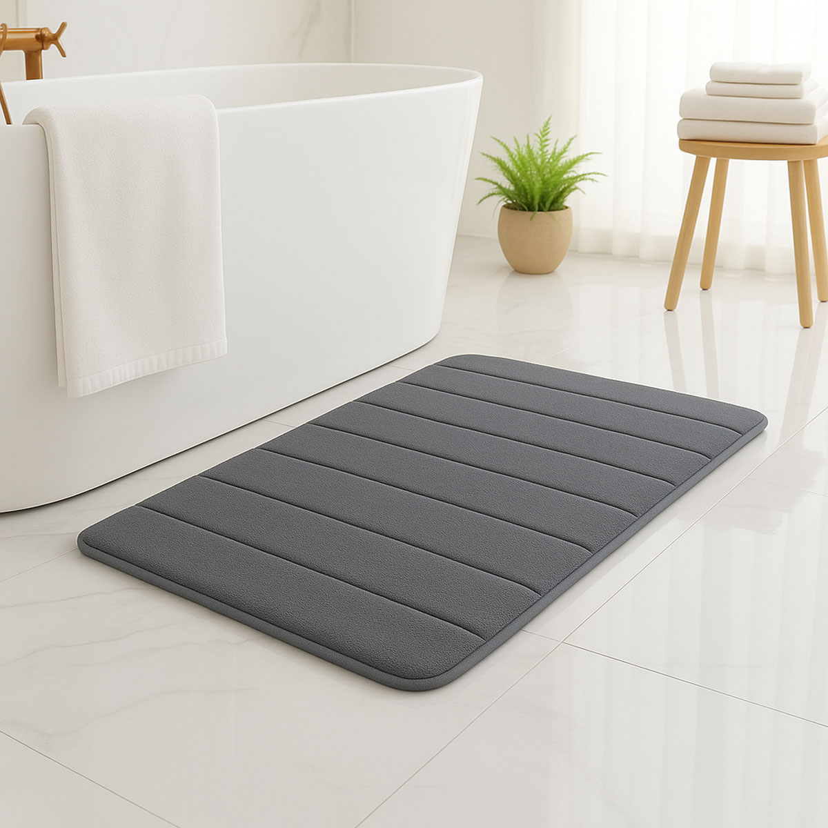 ALFOMBRA ABSORBENTE PARA BAÑO GRIS OSCURO