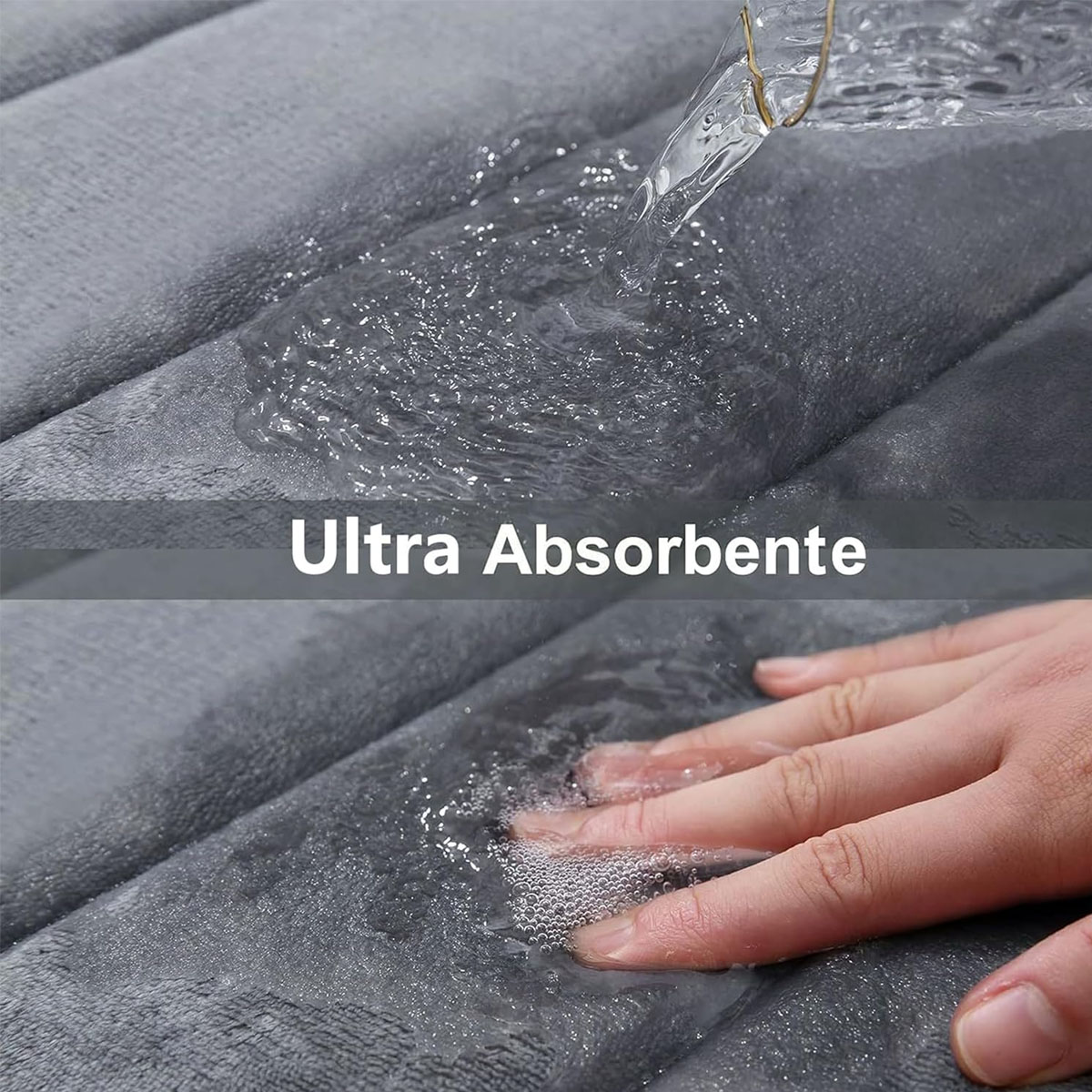 ALFOMBRA ABSORBENTE PARA BAÑO GRIS OSCURO - Imagen 4